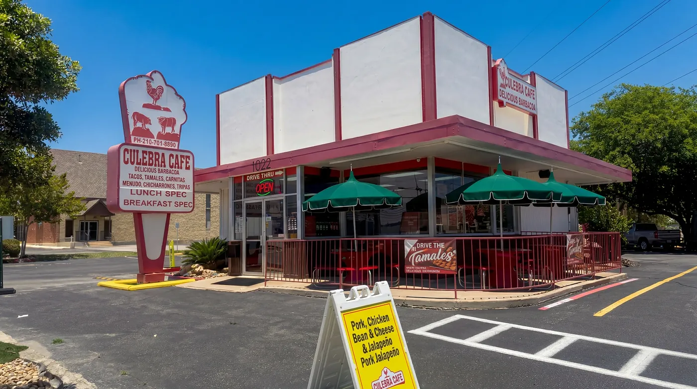 The Culebra Café building on Pat Booker Road in Universal City